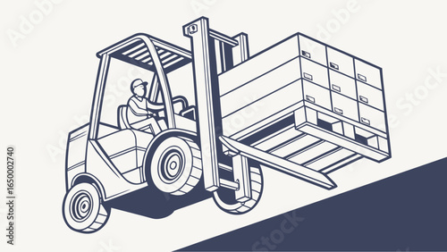 Forklift truck carrying boxes vector illustration material handling equipment industrial vehicle warehouse transport
