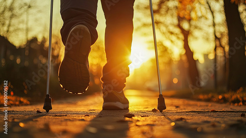 An encouraging image of a person taking their first steps with crutches