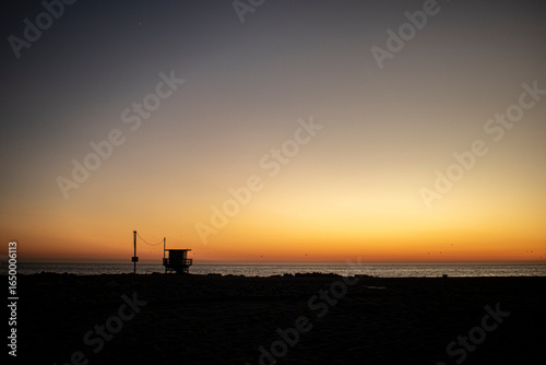 The lifeguard on the beautiful sunset of Los Angeles