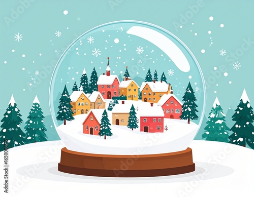 Seasonal & Holiday Illustrations—Decorative winter snow globe art