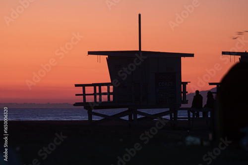 The lifeguard on the beautiful sunset of Los Angeles