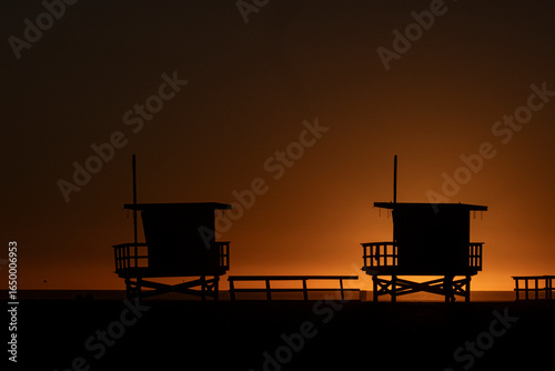 The lifeguard on the beautiful sunset of Los Angeles