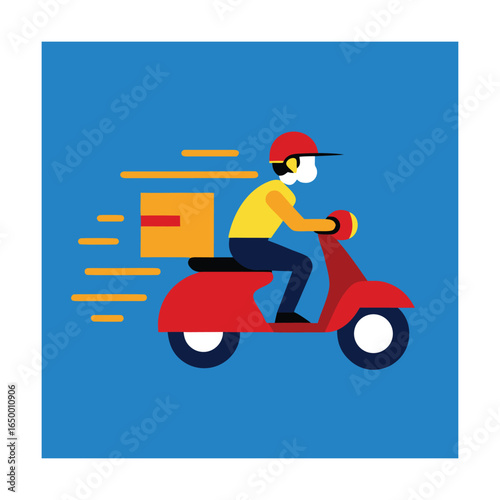 Motorbike Courier Speeding With Motion Blur Illustration