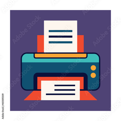 Printer Icon Paper Coming Out