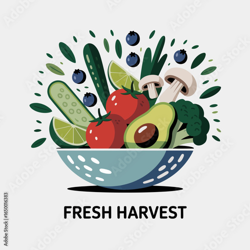 A bountiful salad brimming with an assortment of fresh vegetables, emphasizing health, nature, and the joys of wholesome eating in a visually appealing and artistic presentation.