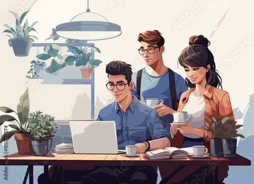 The office business team work people, cartoon character illustration