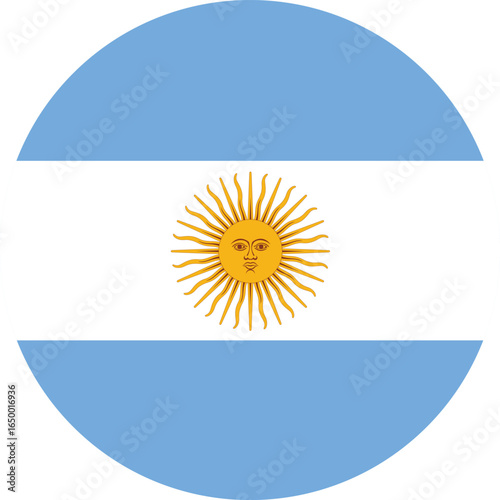 Argentinian Flag Circle Icon, Argentina Country Symbol