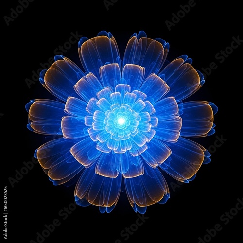 Abstract fractal flower background with colorful floral patterns and glowing artistic design
