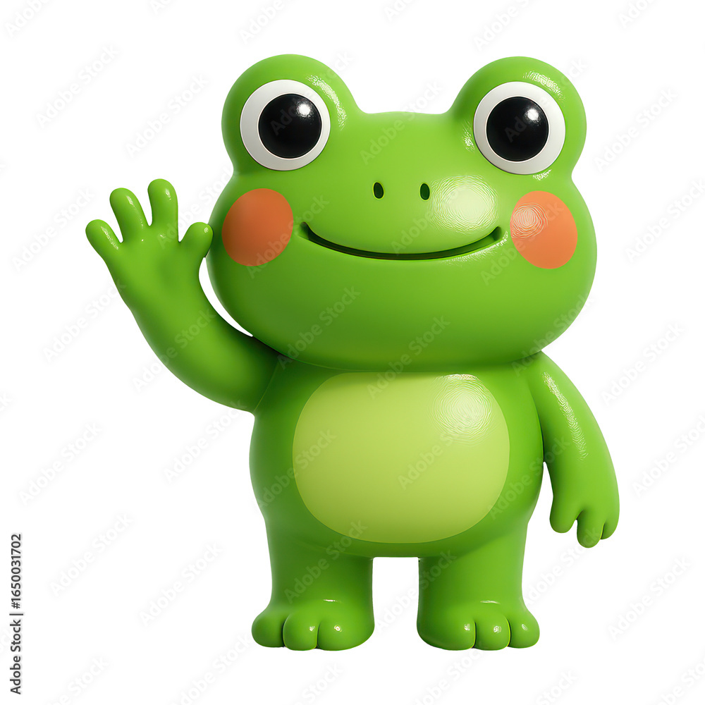 Fototapeta premium PNG Cute cartoon frog waving