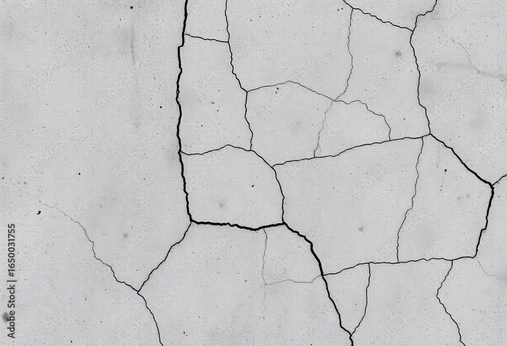 Obraz premium Monochrome grunge cracked wall texture Isolated distressed concrete surface, seamless, damaged