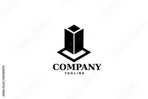Modern Building Architecture Logo – Geometric Flower-Shaped Skyscraper Icon for Real Estate, Construction, and Architect Brands