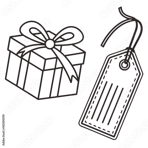Gift box and price present ribbon