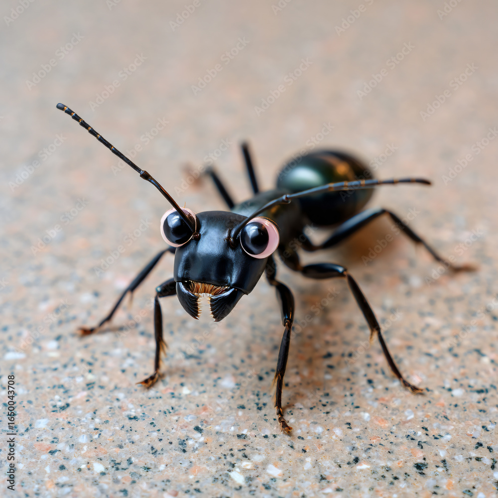 Fototapeta premium Ant Macrophotography: Black Arthropod Adventure Wildlife Closeup Biodiversity Outdoors Small Eyes Antennae Legs Texture Pest Control Behavior Foraging Colony Observation Symmetry Naturalist Entomology