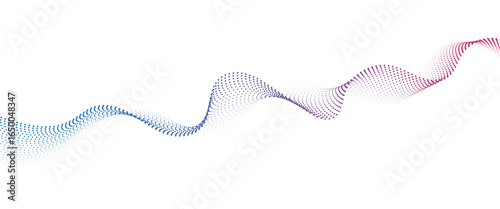 Flowing Dot Wave halftone gradient pattern on transparent background	