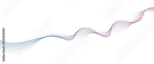 Flowing Dot Wave halftone gradient pattern on transparent background	