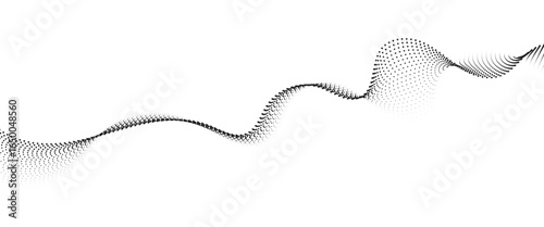 Flowing Dot Wave halftone gradient pattern on transparent background	