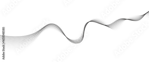 Flowing Dot Wave halftone gradient pattern on transparent background	