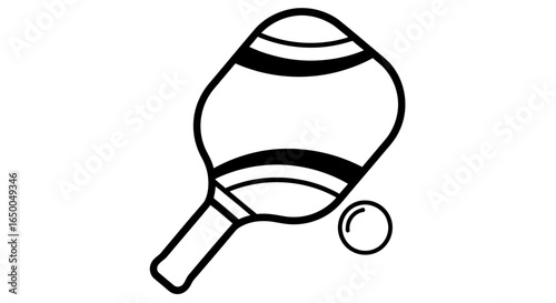 Pickleball paddle and ball icon outline