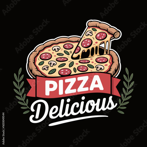 This artistic pizza image features lavish toppings and an engaging theme ideal for culinary promotions, restaurant decor, or food-related projects in stock image collections.