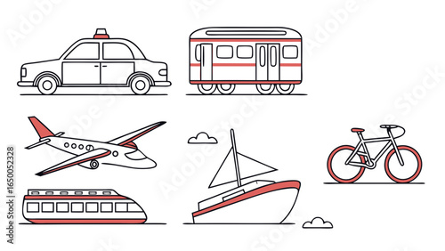 Transportation Icons airplane bicycle