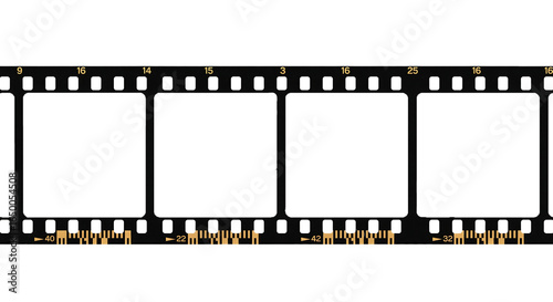 A blank film strip with a vintage border is a classic illustration of 35mm photography