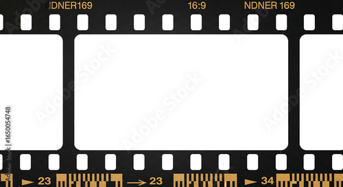 A blank film strip frame from a vintage movie cinema reel