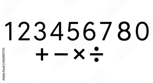 Math Symbols and Numbers Isolated on White