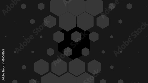 Wallpaper Mural A repeating pattern of hexagons in shades of grey gradually fills the black background Torontodigital.ca