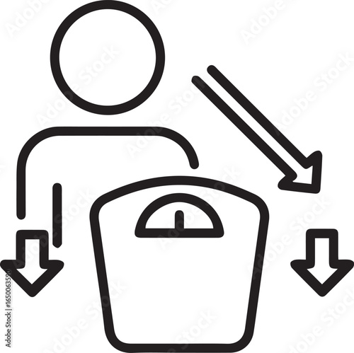 Achieve your ideal weight: Simple weight loss icon representing healthy lifestyle changes, diet, and fitness goals to track progress and celebrate success