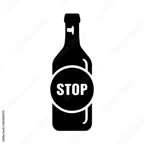 Black and White Addiction Prevention Icon
A powerful, minimalist black and white icon addressing the social issue of addiction. The design features a stylized bottle or pills with a stop sign