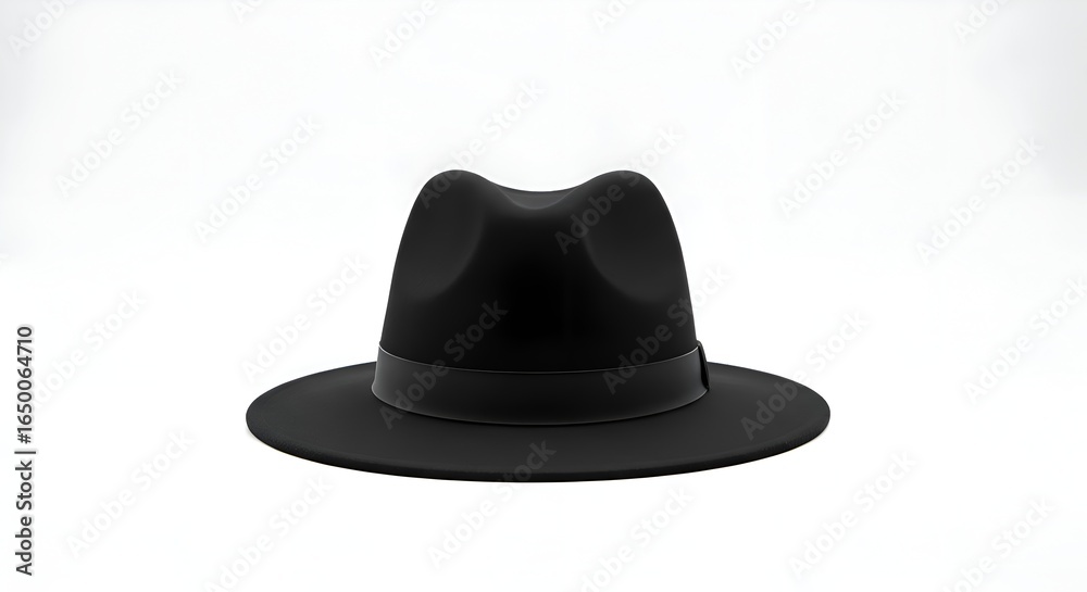 Fototapeta premium Black fedora hat worn by country singers at concerts, centered on white background