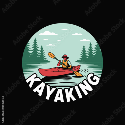 A lone kayaker navigates tranquil waters surrounded by lush greenery, evoking feelings of peace and adventure in a stunning outdoor environment filled with serenity.