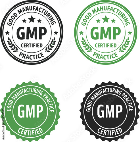 GMP Certified Stamp - Good Manufacturing Practice Seals for Product Quality Assurance | Certification Badge for Business Compliance and Industry Standards