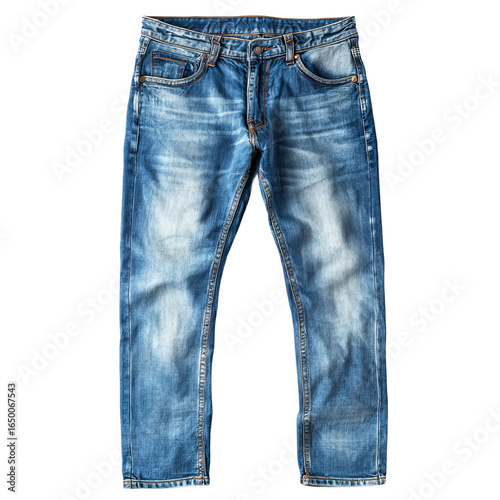 Classic Blue Jeans: A detailed shot of classic blue jeans, showcasing the texture and design. The timeless style.