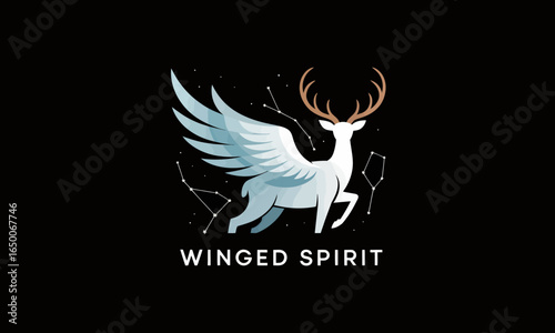 This image captures a celestial winged deer accompanied by cosmic elements, combining nature's beauty with the mystery of the universe to evoke wonder.