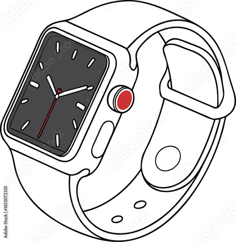 Precision Timepiece: A modern smart watch, sleek in design, showcases time. It highlights innovation and the seamless integration of technology.