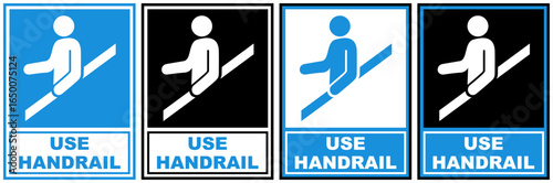 set safety sign use handrail symbol design label template vector illustration