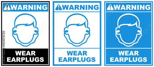 Set warning wear earplugs public sign design vector illustration