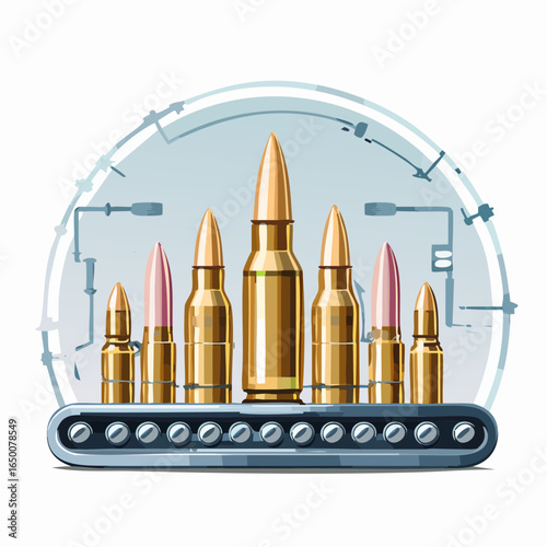 銃弾と弾丸カートリッジ製造工程イラスト