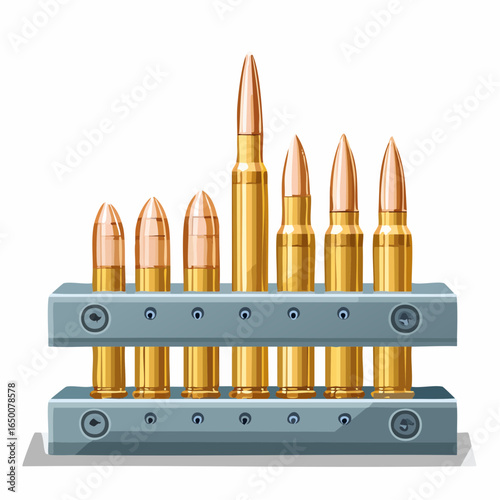 銃弾と弾丸カートリッジ製造工程イラスト