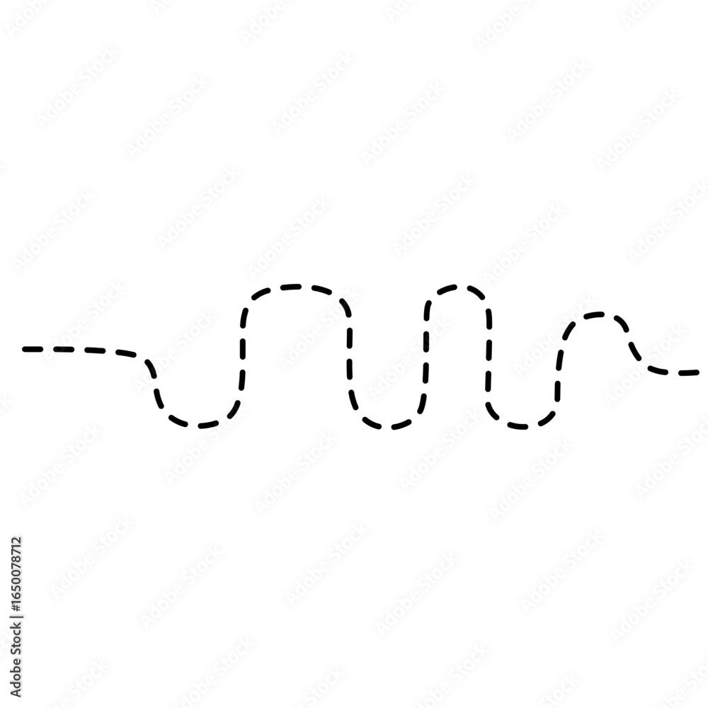Fototapeta premium Simple dashed wave line pattern illustration, decorative curved stroke element for borders, frames, abstract dividers, or modern minimalist designs.