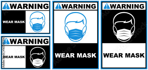 Set warning wear mask public sign design vector illustration