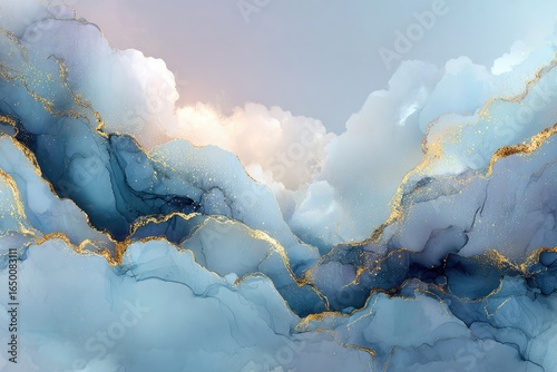 Abstract Blue And Golden Cloudscape Background