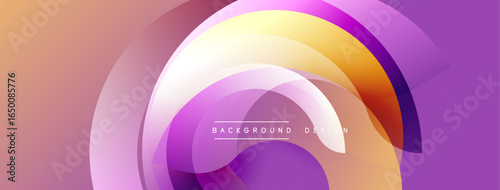 Abstract gradient layers form curved shapes. Soft purple, orange hues blend smoothly. Modern design element for backgrounds.