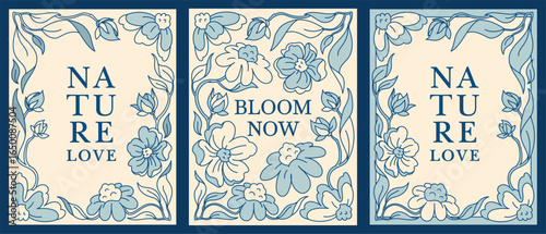 Set of 8.5x11 vintage wall art with hand-drawn floral designs. Perfect for inspirational posters or vertical and romantic home decor. Timeless and elegant graphic