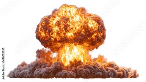 Explosive Bomb Blast Against White Background