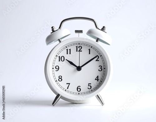Wallpaper Mural White Alarm Clock Showing Specific Time on White Background. Torontodigital.ca
