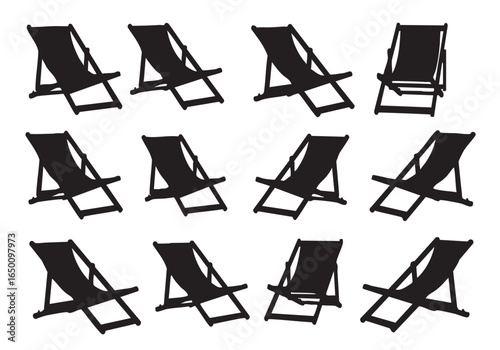 Collection of Twelve Deck Chair Silhouettes Perfect for Summer Designs