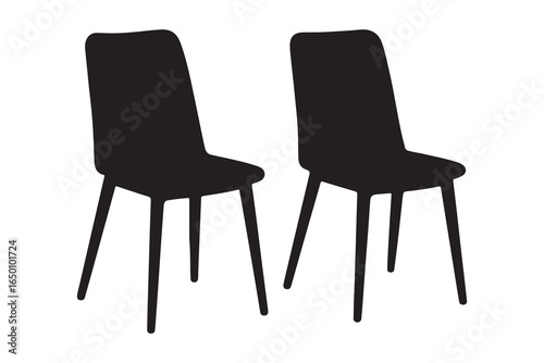 Chair silhouette. This image shows a black silhouette of a chair against a white background. Vector clipart illustration design.
