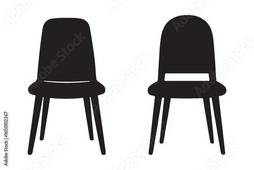 Set of black chair silhouette icon vector. Simple chair silhouette